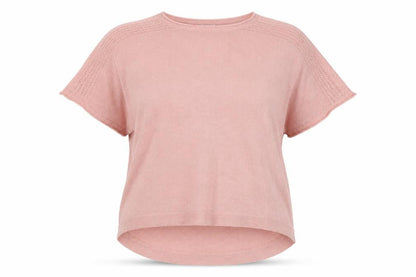 Next Women Pink Knit Short Sleeve Crew Neck Relaxed T-Shirt Size 12