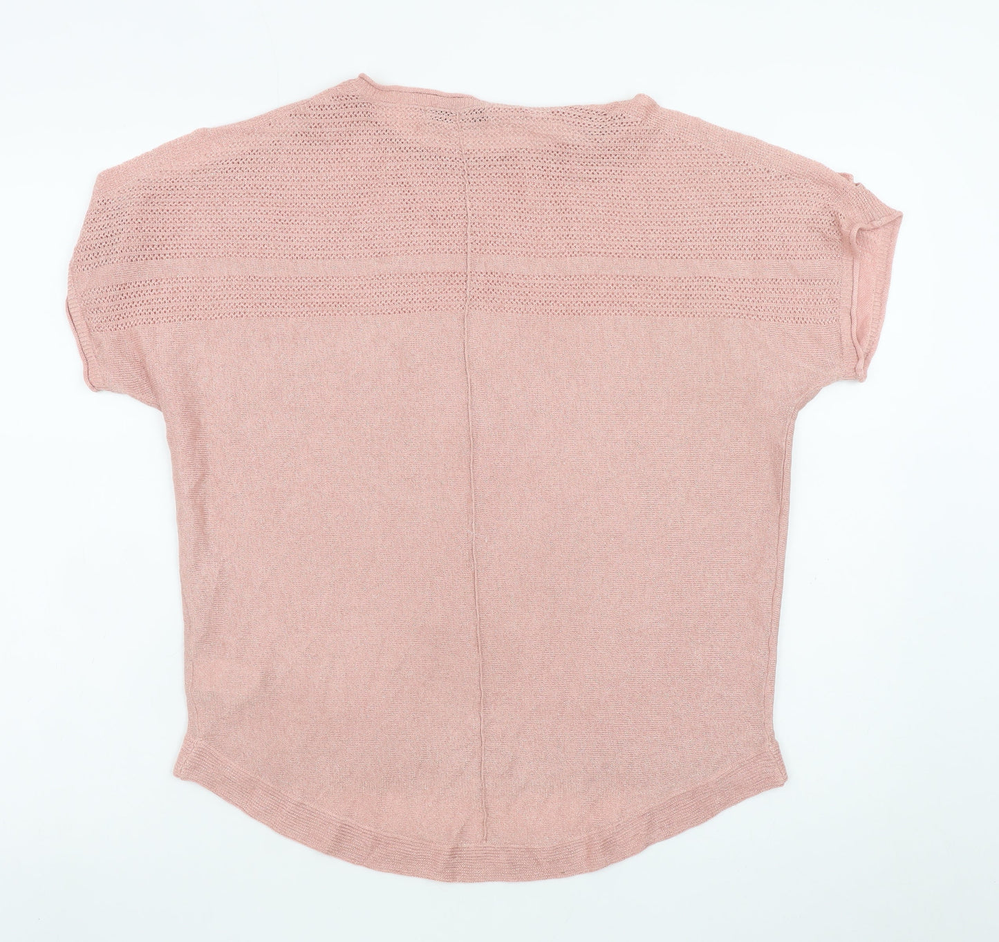 Next Women Pink Knit Short Sleeve Crew Neck Relaxed T-Shirt Size 12