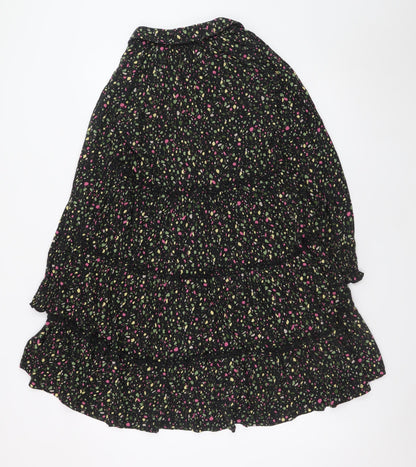 FatFace Women's Black Floral A-Line Ruffle Dress Size 8