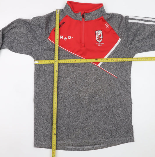 O'Neills Men's Grey Red 1/4 Zip Sports Sweatshirt Size S