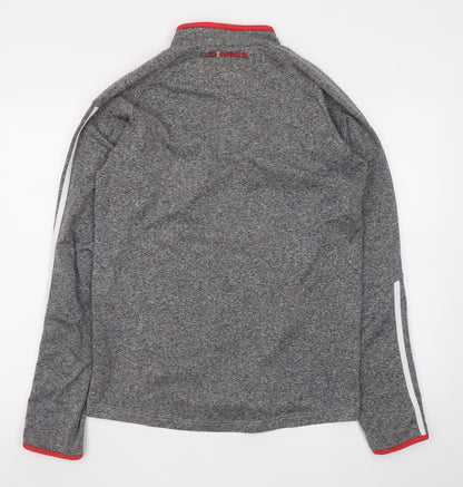 O'Neills Men's Grey Red 1/4 Zip Sports Sweatshirt Size S