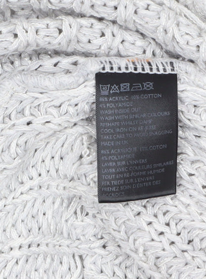 Women’s Grey Knit Open Cardigan S - Loose Fit Lightweight Jumper
