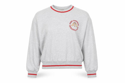 ASOS Women Grey Crop Sweatshirt UK 6 Crew Neck Graphic Print