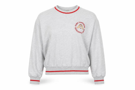 ASOS Women Grey Crop Sweatshirt UK 6 Crew Neck Graphic Print