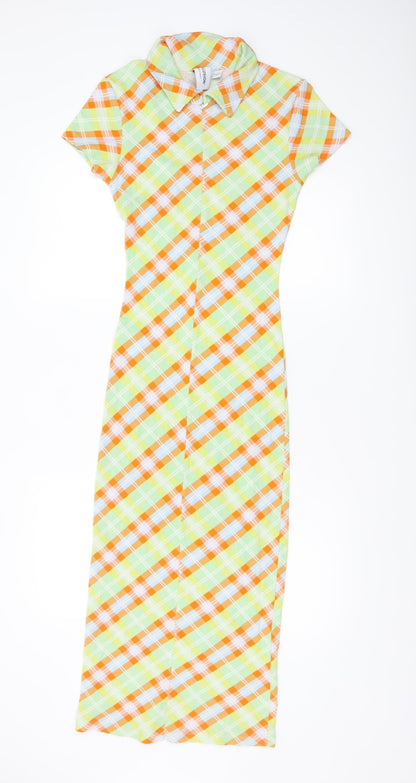 Collusion Women’s Multicoloured Check Midi Shirt Dress UK 10