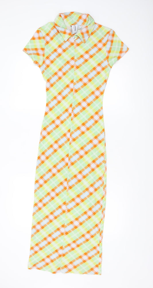 Collusion Women’s Multicoloured Check Midi Shirt Dress UK 10