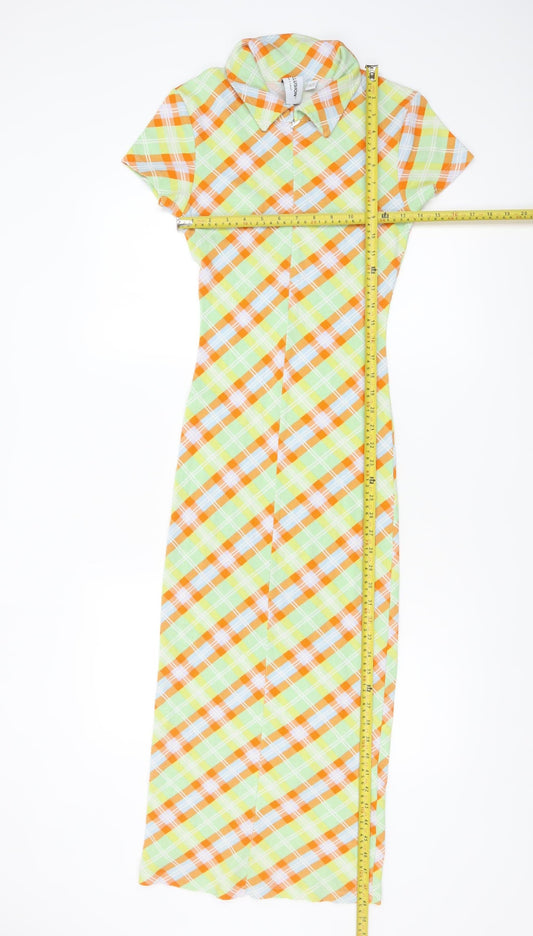 Collusion Women’s Multicoloured Check Midi Shirt Dress UK 10