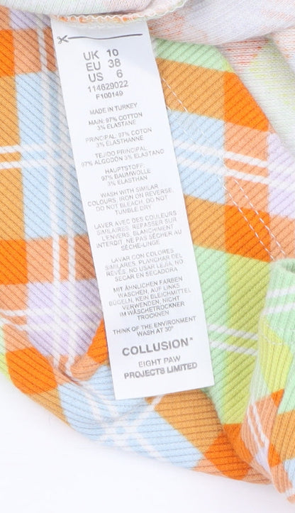Collusion Women’s Multicoloured Check Midi Shirt Dress UK 10