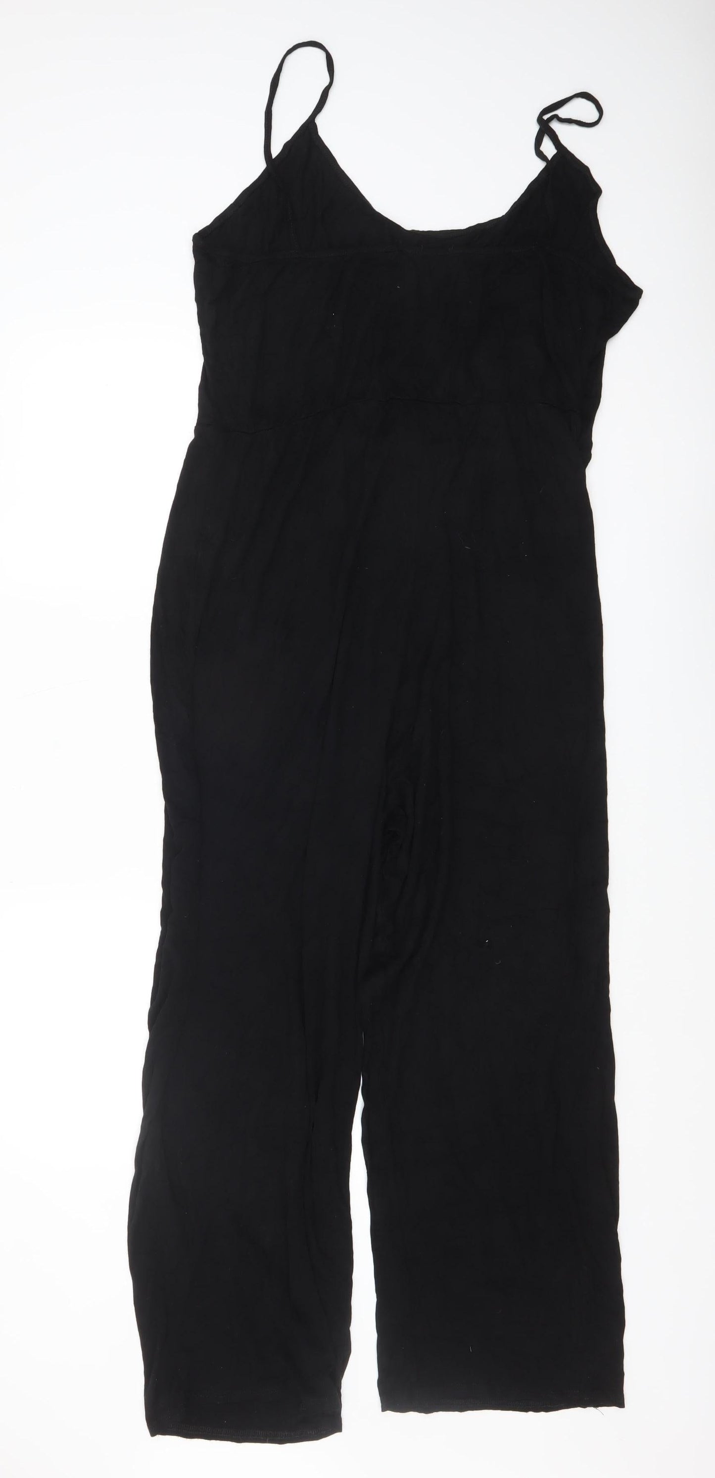 Boohoo Women Black Viscose Jumpsuit Size 24 Wide-Leg Plus Fit