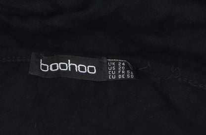 Boohoo Women Black Viscose Jumpsuit Size 24 Wide-Leg Plus Fit