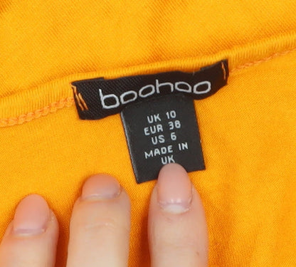 Boohoo Women’s Yellow Bodycon Midi Dress Size 10 Stretch Summer