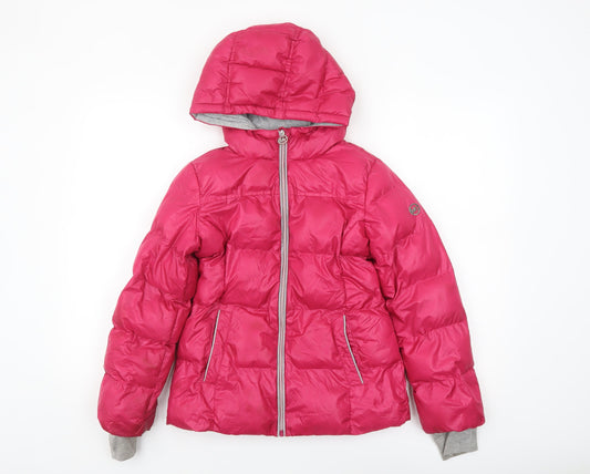 Michael Kors Women’s Pink Puffer Hooded Jacket Size 10 Winter Warm
