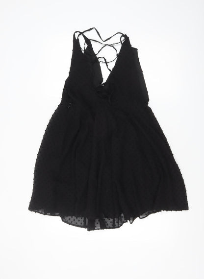 ASOS Women’s Black Size 10 Sleeveless V-Neck Short Slip Dress