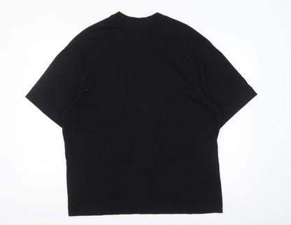 Collusion Men's Black Graphic Skull Surf Relaxed Fit T-Shirt XS