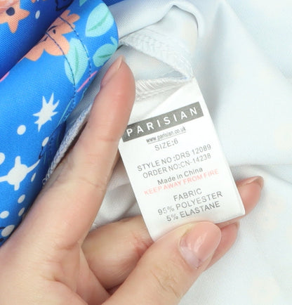 Parisian Womens Blue Floral Mermaid Midi Dress Size 6