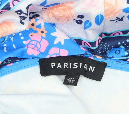 Parisian Womens Blue Floral Mermaid Midi Dress Size 6