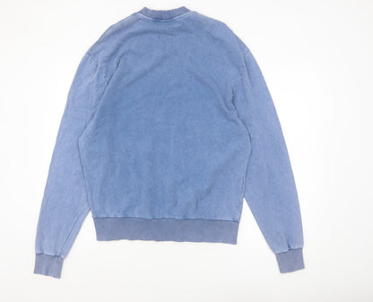 Collusion Unisex Blue Graphic Print Pullover Sweatshirt XS