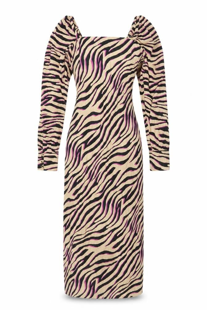 Front view of ASOS Women’s Multicoloured Animal Print Midi Bodycon Dress, size UK 10