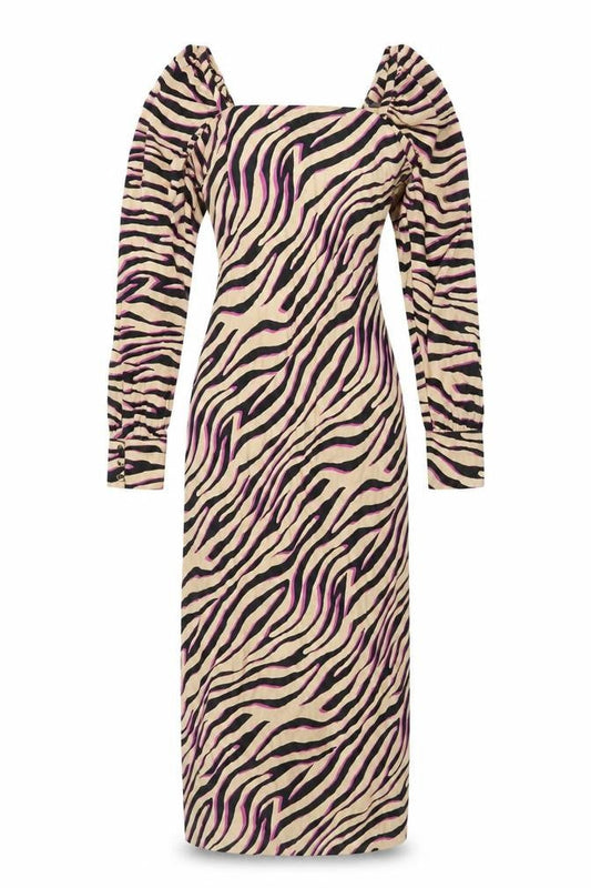 Front view of ASOS Women’s Multicoloured Animal Print Midi Bodycon Dress, size UK 10