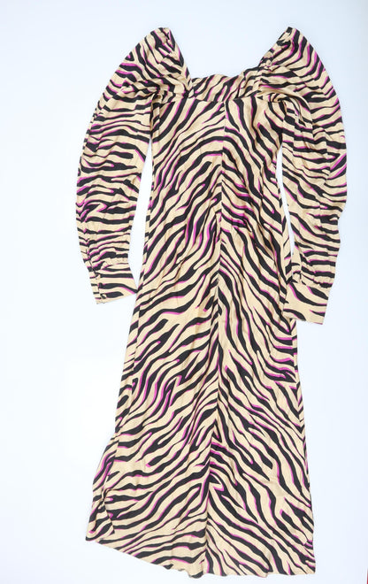 ASOS Women’s Multicoloured Animal Print Midi Bodycon Dress Size 10