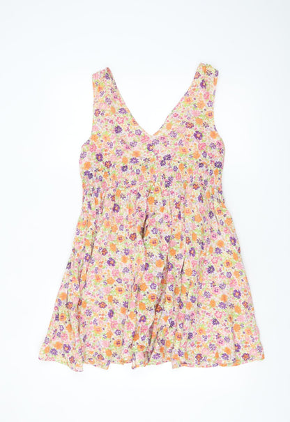 H&M Divided Women’s Multicoloured Floral Cotton Skater Dress Size 10