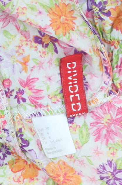 H&M Divided Women’s Multicoloured Floral Cotton Skater Dress Size 10