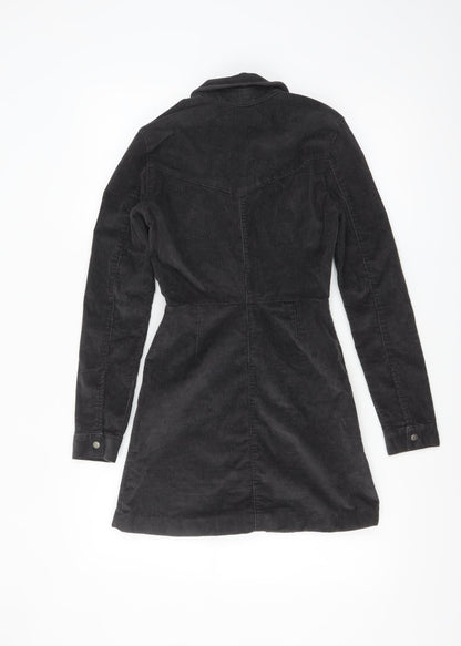 ASOS Women’s Black Corduroy Long Sleeve Shirt Dress Size 2