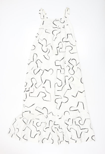ASOS Women’s White Geometric Midi Slip Dress Size 6