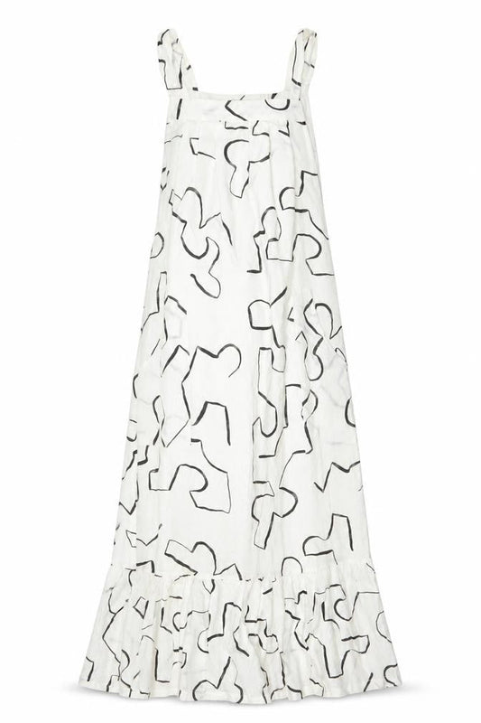 Front view of ASOS Women’s White Geometric Midi Slip Dress, size UK 6