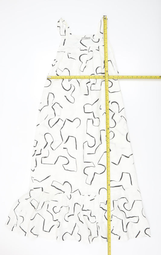 ASOS Women’s White Geometric Midi Slip Dress Size 6