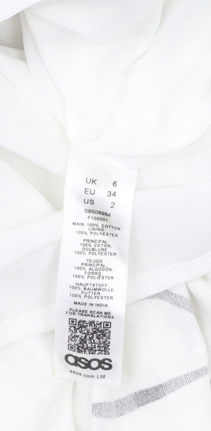 ASOS Women’s White Geometric Midi Slip Dress Size 6