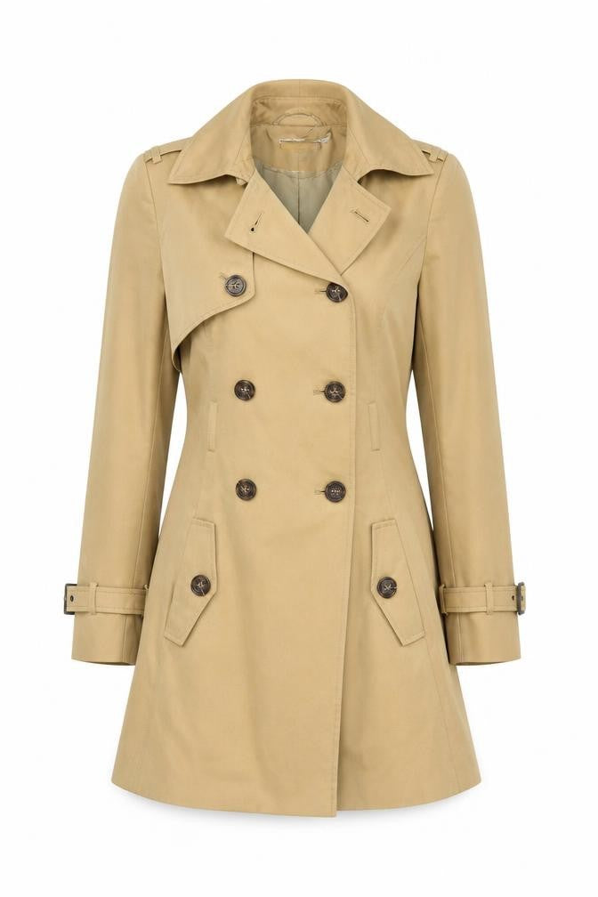 ASOS Women's Beige Trench Coat Size 4 Belted Classic Mid-Length