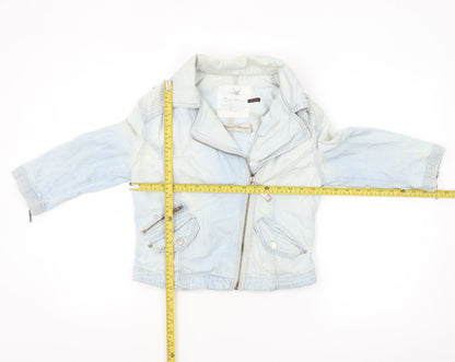 River Island Womens Blue Denim Biker Jacket Size 8