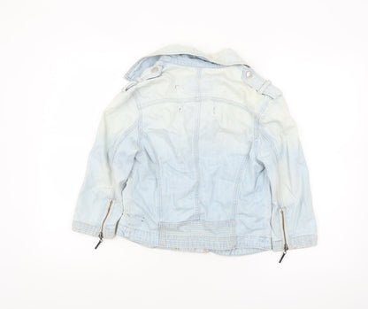 River Island Womens Blue Denim Biker Jacket Size 8
