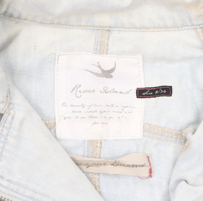 River Island Womens Blue Denim Biker Jacket Size 8