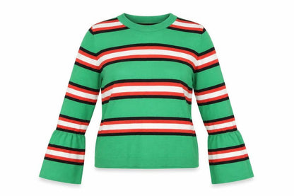 ASOS Womens Multicoloured Striped Jumper Size 6 Bell Sleeve Knit