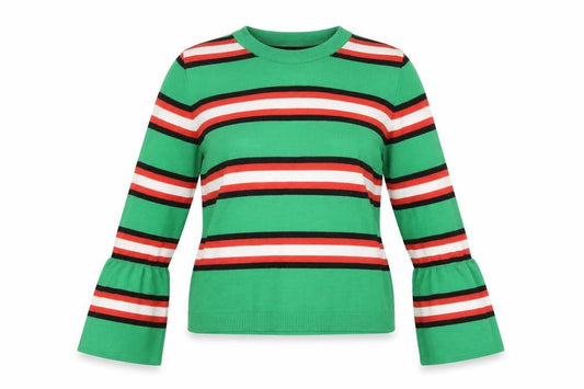 ASOS Womens Multicoloured Striped Jumper Size 6 Bell Sleeve Knit