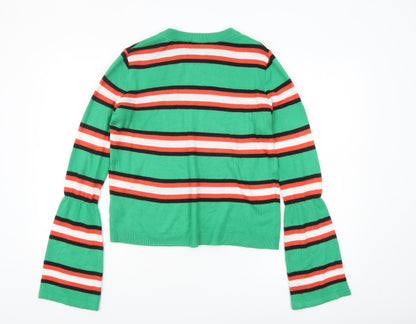ASOS Womens Multicoloured Striped Jumper Size 6 Bell Sleeve Knit