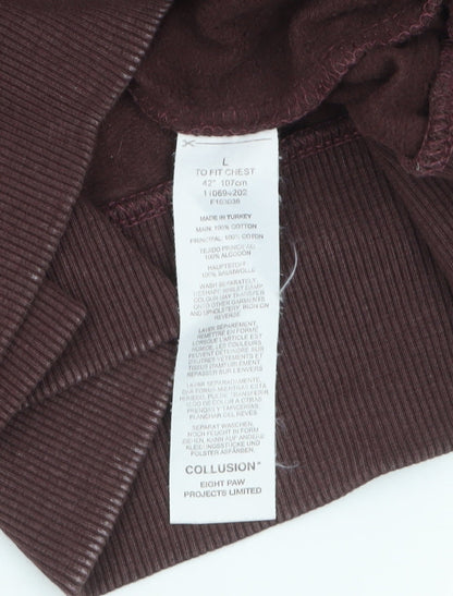 Collusion Men's Brown Cotton Crew Neck Sweatshirt L Graphic Print