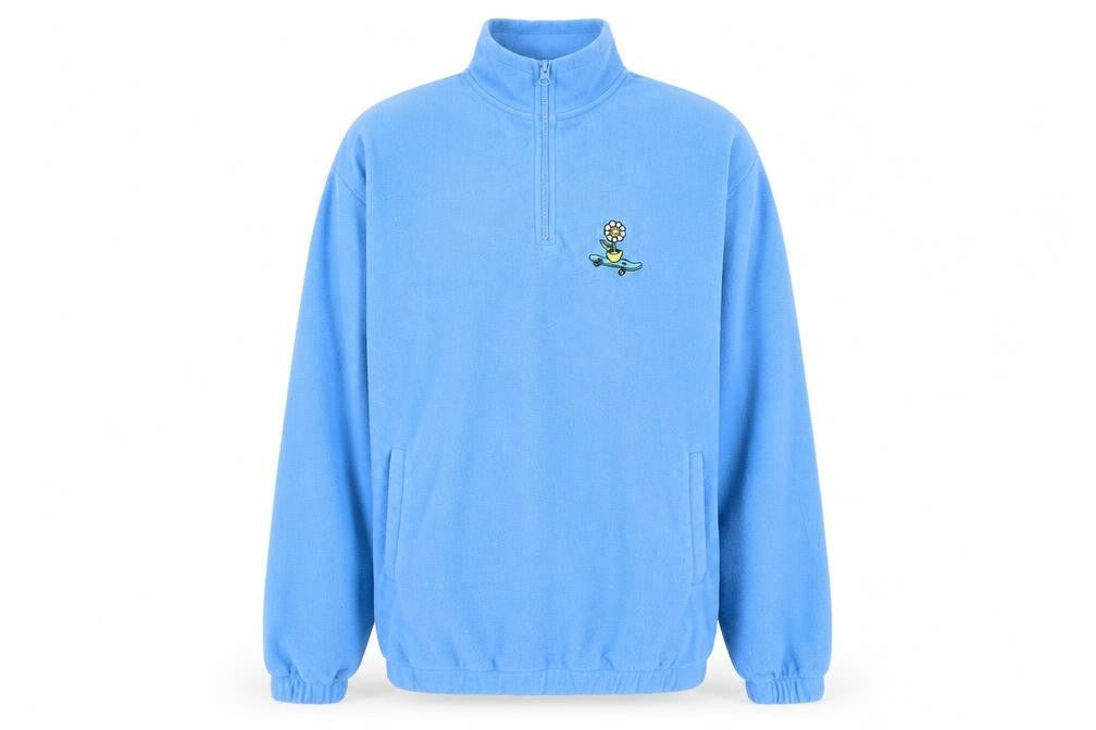 ASOS DESIGN Men's Blue Fleece 1/4 Zip Sweatshirt Size L Regular Fit