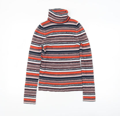 ASOS Women's Multicoloured Roll Neck Striped Jumper Size 4