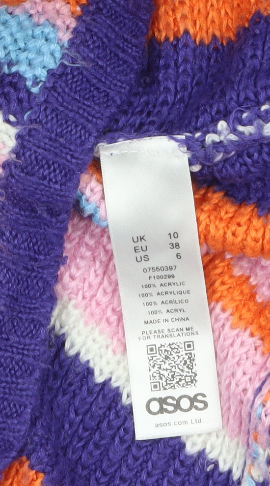 ASOS Women’s Multicoloured Striped Knit Jumper UK 10 Acrylic