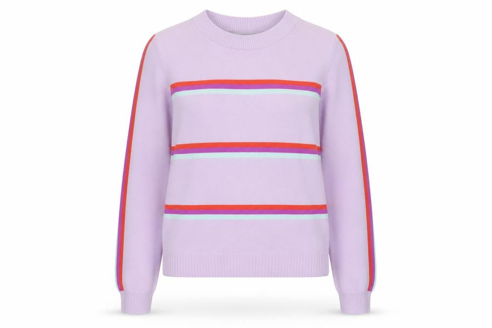 ASOS Women Purple Striped Crew Neck Long Sleeve Pullover Jumper Size 4