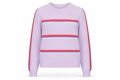 ASOS Women Purple Striped Crew Neck Long Sleeve Pullover Jumper Size 4