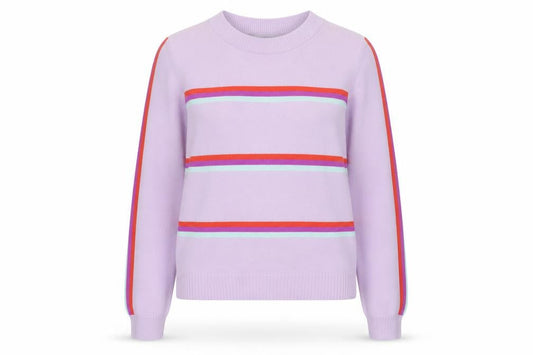 ASOS Women Purple Striped Crew Neck Long Sleeve Pullover Jumper Size 4