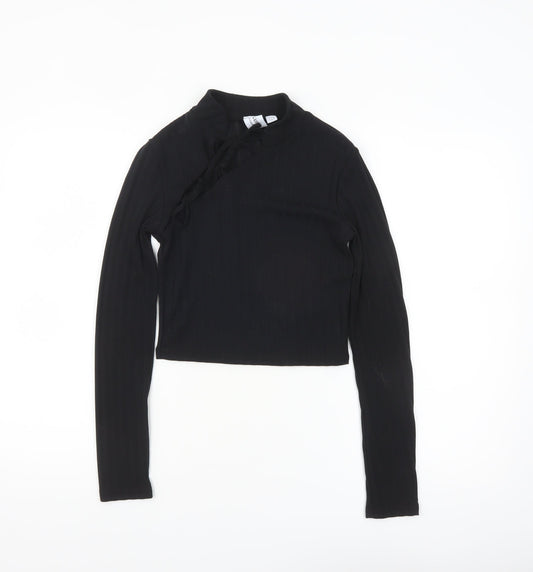 ASOS DESIGN Women’s Black Cropped High Neck Long Sleeve Top Size 8