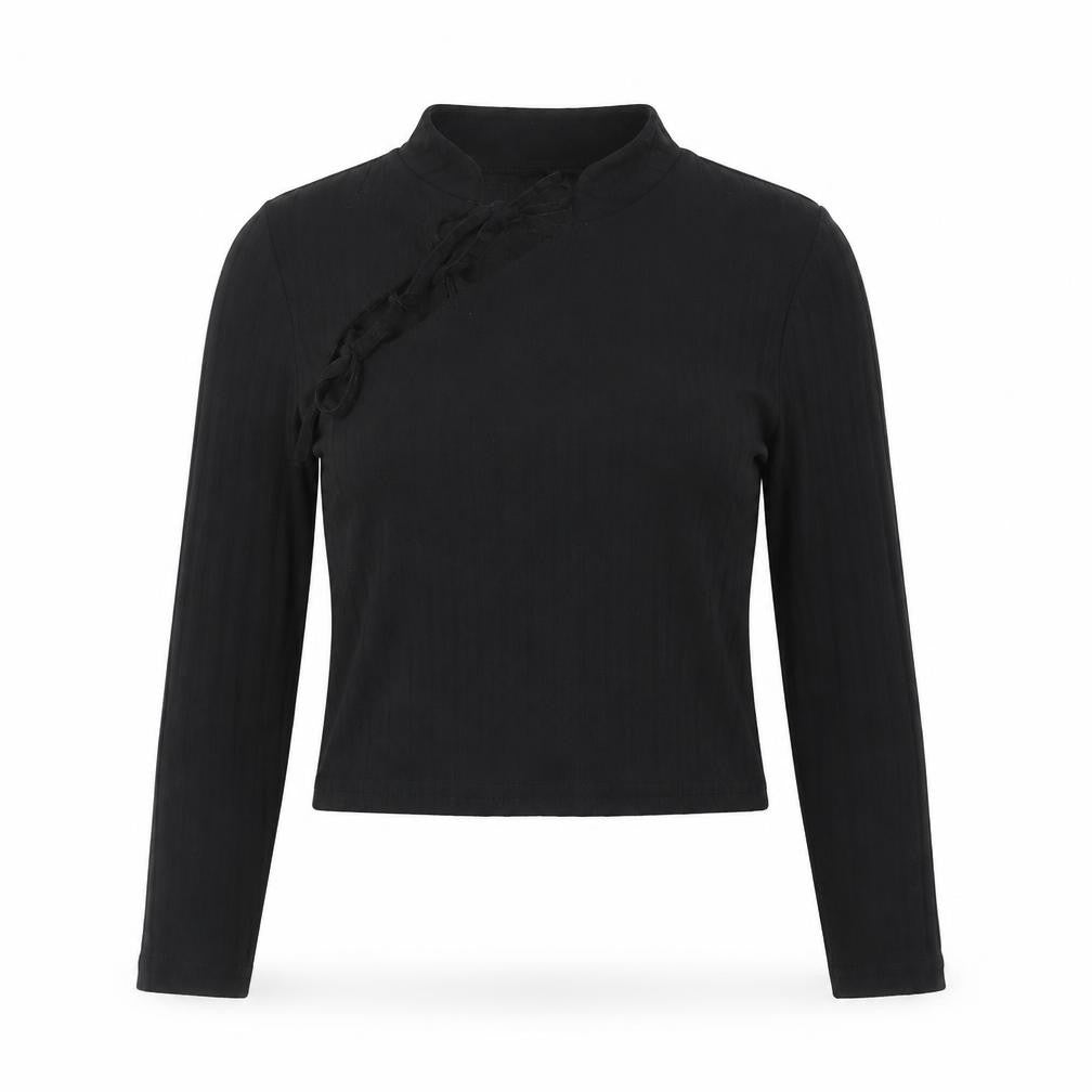 ASOS DESIGN Women’s Black Cropped High Neck Long Sleeve Top Size 8