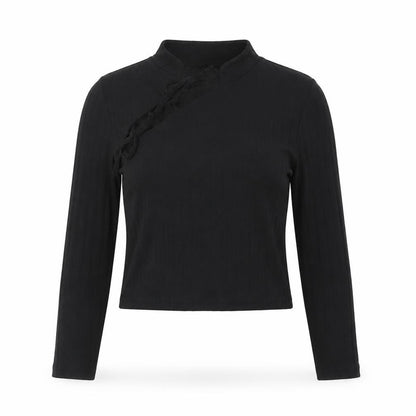 ASOS DESIGN Women’s Black Cropped High Neck Long Sleeve Top Size 8