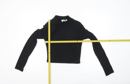 ASOS DESIGN Women’s Black Cropped High Neck Long Sleeve Top Size 8