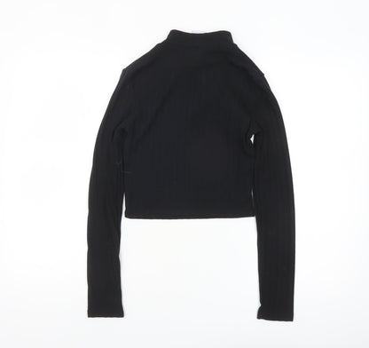 ASOS DESIGN Women’s Black Cropped High Neck Long Sleeve Top Size 8